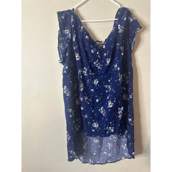 Torrid Babydoll Challis Lace Up Hi Low Top 5X c - Picture 1 of 5